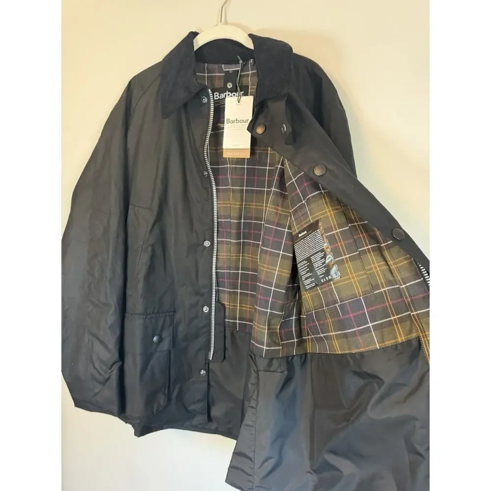 BARBOUR ASHBY WAX JACKET Black Men's Size Large NWT $400